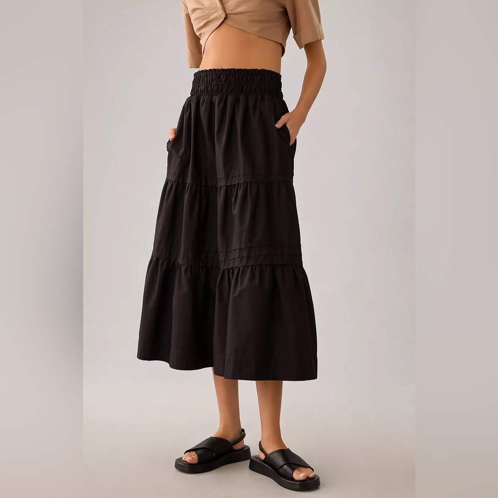 NWT ANTHROPOLOGIE Somerset Maxi Skirt, Black , Size XXS